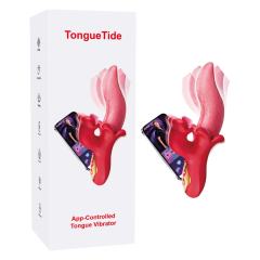 Customizable Red App-Controlled Tongue Vibrator – 9 Vibrating + 9 Tongue-Licking + 9 Rotating Modes Rechargeable Dual-Tongue Stimulation