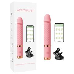 Customizable 10-Speed Pink Rechargeable Silicone Vibrator with Thrusting & App Control
