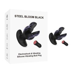 Customizable 8-Speed Electroshock & Vibrating Rechargeable Black Silicone Vibrating Butt Plug with Remote Control Vibrators