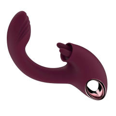 8.59" Magenta Rechargeable Silicone Rabbit Vibrator – 7 Vibrating + 7 Tongue Licking Modes Dual Stimulation Design