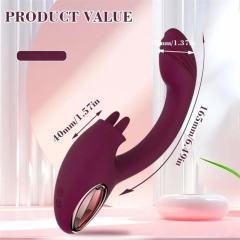 8.59" Magenta Rechargeable Silicone Rabbit Vibrator – 7 Vibrating + 7 Tongue Licking Modes Dual Stimulation Design