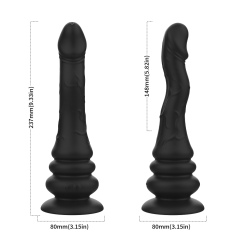 Customizable 9-Speed Remote Control Wriggling Rechargeable Waterproof Silicone Vibrator with Suction Base