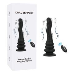 Customizable 9-Speed Remote Control Wriggling Rechargeable Waterproof Silicone Vibrator with Suction Base