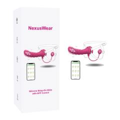8.27" Magenta Rechargeable Silicone App-Controlled Strap-On Vibrator – 9 Vibrating Modes Wearable Panty Design for Couples