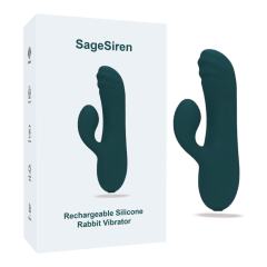 Customizable 5.40" Green Rechargeable Silicone Rabbit Vibrator – 10 Vibrating Modes Compact Dual Stimulation Design