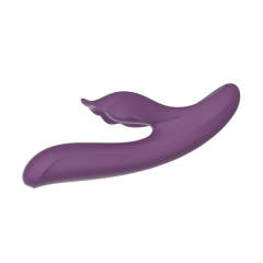 9.46" Dark Purple Rechargeable Silicone Rabbit Vibrator – 10 Vibrating + 7 Thrusting + 5 Tapping Modes Triple Stimulation Design