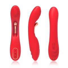 9-Mode Waterproof Rechargeable Red Silicone Vibrator with Targeted Stimulating Arm