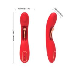 9-Mode Waterproof Rechargeable Red Silicone Vibrator with Targeted Stimulating Arm