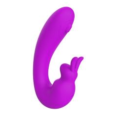 5.79" Purple Rechargeable Silicone Rabbit Vibrator – 10 Vibrating + 10 Tapping Modes Triple Stimulation Design