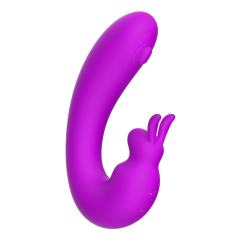 5.79" Purple Rechargeable Silicone Rabbit Vibrator – 10 Vibrating + 10 Tapping Modes Triple Stimulation Design