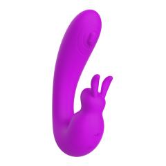 5.79" Purple Rechargeable Silicone Rabbit Vibrator – 10 Vibrating + 10 Tapping Modes Triple Stimulation Design