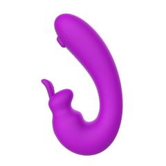 5.79" Purple Rechargeable Silicone Rabbit Vibrator – 10 Vibrating + 10 Tapping Modes Triple Stimulation Design