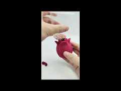 Customizable Red Rechargeable Silicone Rose Vibrator – 10 Vibrating Modes with 2 Interchangeable Caps