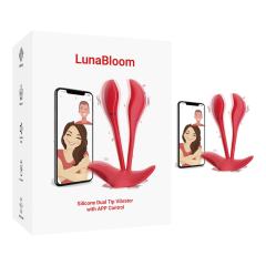 Customizable 5.32" Red Rechargeable Silicone App-Controlled Dual Tip Vibrator – 9 Vibrating Modes