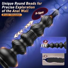 6.70" Black Rechargeable Silicone App-Controlled Thrusting Anal Plug – 10 Vibrating + 10 Thrusting Modes with Remote Control