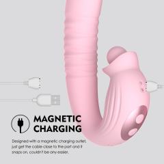 7.29" Pink Rechargeable Silicone Rabbit Vibrator – 10 Vibrating + 10 Thrusting + 10 Finger-Like Motion + 10 Rotating Modes