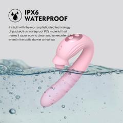 7.29" Pink Rechargeable Silicone Rabbit Vibrator – 10 Vibrating + 10 Thrusting + 10 Finger-Like Motion + 10 Rotating Modes
