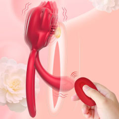 5.36" Red Rechargeable Silicone Wearable Flower Vibrator – 9 Vibrating Modes with Remote & App Control