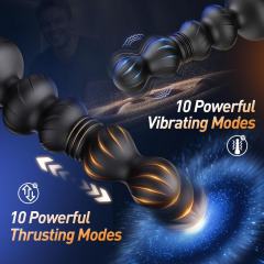 6.70" Black Rechargeable Silicone App-Controlled Thrusting Anal Plug – 10 Vibrating + 10 Thrusting Modes with Remote Control