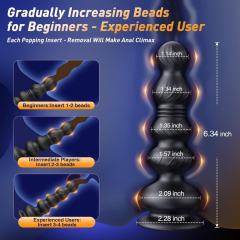6.70" Black Rechargeable Silicone App-Controlled Thrusting Anal Plug – 10 Vibrating + 10 Thrusting Modes with Remote Control
