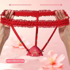 5.36" Red Rechargeable Silicone Wearable Flower Vibrator – 9 Vibrating Modes with Remote & App Control