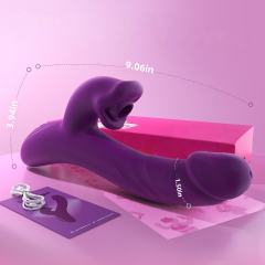 9.06" Dark Purple Rechargeable Silicone App-Controlled Rabbit Vibrator – 7 Vibrating + 7 Thrusting + 9 Sucking Modes