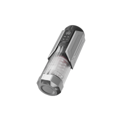 11.19'' Gunmetal Rechargeable Male Masturbators - 7 Thrusting + 7 Rotating + 7 Sucking + 7 Vibrating Modes