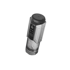 11.19'' Gunmetal Rechargeable Male Masturbators - 7 Thrusting + 7 Rotating + 7 Sucking + 7 Vibrating Modes