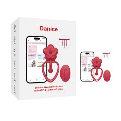 Customizable 5.36" Red Rechargeable Silicone Wearable Flower Vibrator – 9 Vibrating Modes with Remote & App Control