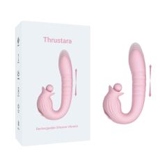 Customizable 7.29" Pink Rechargeable Silicone Rabbit Vibrator – 10 Vibrating + 10 Thrusting + 10 Finger-Like Motion + 10 Rotating Modes