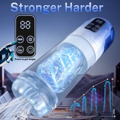 11.31'' Blue Rechargeable Male Masturbator - 7 Thrusting + 7 Rotating + 7 Sucking + 7 Vibrating Modes