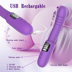 8.67" Purple Rechargeable Thrusting Vibrator – 9 Vibrating + 3 Thrusting Modes