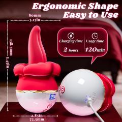 5.52" Red Rechargeable Silicone Tongue-Licking Vibrator – 9 Vibrating + 9 Tongue-Licking + 9 Biting Modes