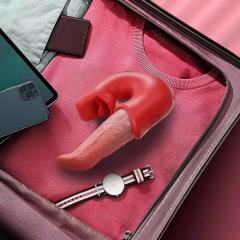 Red Rechargeable Tongue-Licking & Biting Vibrator – 10 Vibrating + 10 Tongue-Licking + 10 Biting Modes