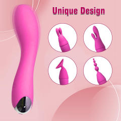 7.09" Magenta Rechargeable Silicone Vibrator with 4 Interchangeable Attachments – 20 Vibrating Modes