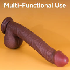 13" Thick PVC Dildo – Color Options Available (Black/Flesh/Brown/Dark Brow)