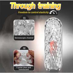 5.1" Male Stroker-Cycle Soft ClearTPE Male Masturbator – Handheld Pocket Stroker with Cycle Texture for Men's Training & Solo Pleasure
