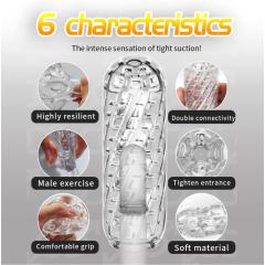 5.1" Male Stroker-Cycle Soft ClearTPE Male Masturbator – Handheld Pocket Stroker with Cycle Texture for Men's Training & Solo Pleasure