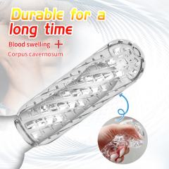 5.1" Male Stroker-Cycle Soft ClearTPE Male Masturbator – Handheld Pocket Stroker with Cycle Texture for Men's Training & Solo Pleasure