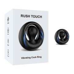 Customizable 10-Mode Rechargeable Waterproof Silicone Black Vibrating Cock Ring with Magnetic USB Charging