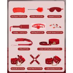 11-Piece Red High Quality BDSM Bondage Set