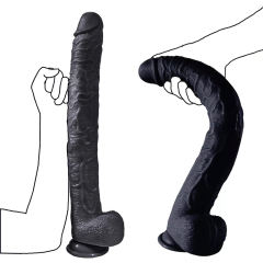 17" Extremely Large Black Silicone Dildo with Strong Suction Cup – 13.79" Insertable Length