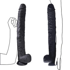 17" Extremely Large Black Silicone Dildo with Strong Suction Cup – 13.79" Insertable Length