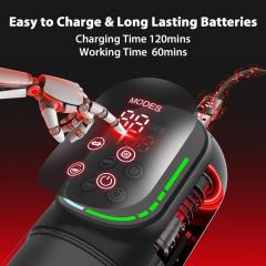 Black Rechargeable 5-in-1 Automatic Masturbator – 7 Vibrating + 7 Thrusting + 7 Rotating + 7 Suction + 7 Tongue-Licking Modes
