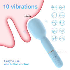 5.52'' Blue Silicone Mini Wand Vibrator