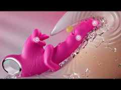 Customizable 9.26" Magenta Rechargeable Rabbit Vibrator – 10 Vibrating + 10 Tongue-Licking Modes