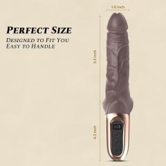 9.85" Brown Rechargeable Waterproof Silicone Thrusting Realistic Vibrator – 9 Vibrating + 9 Thrusting Modes