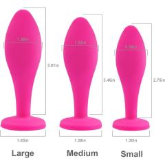 3-Piece Magenta Silicone Jeweled Anal Plug Set