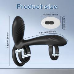 Customizable 4.73" Black Rechargeable Waterproof Silicone Remote-Controlled Rotating Prostate Massager – 10 Vibrating + 10 Rotating Modes