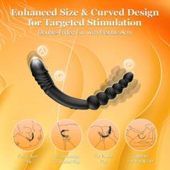 9.46" Black Rechargeable Waterproof Silicone Remote-Controlled Thrusting Prostate Massager – 9 Vibrating + 9 Thrusting Modes